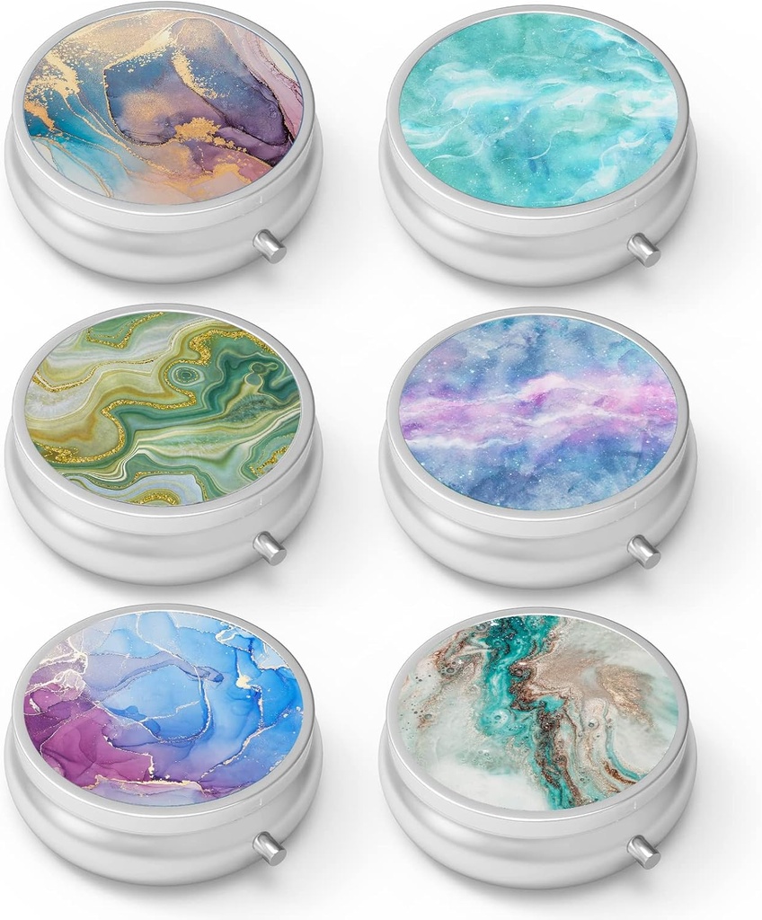 Κουτί χαπιών 3 Διαμέρισμα μικρή θήκη χαπιών, Πόρτο για Pocket ή Purse Pill διοργανωτής χαπιών κάτοχος για να κρατήσει βιταμίνες, φαρμακευτική αγωγή, ιχθυέλαιο και συμπληρώματα (6PCS)