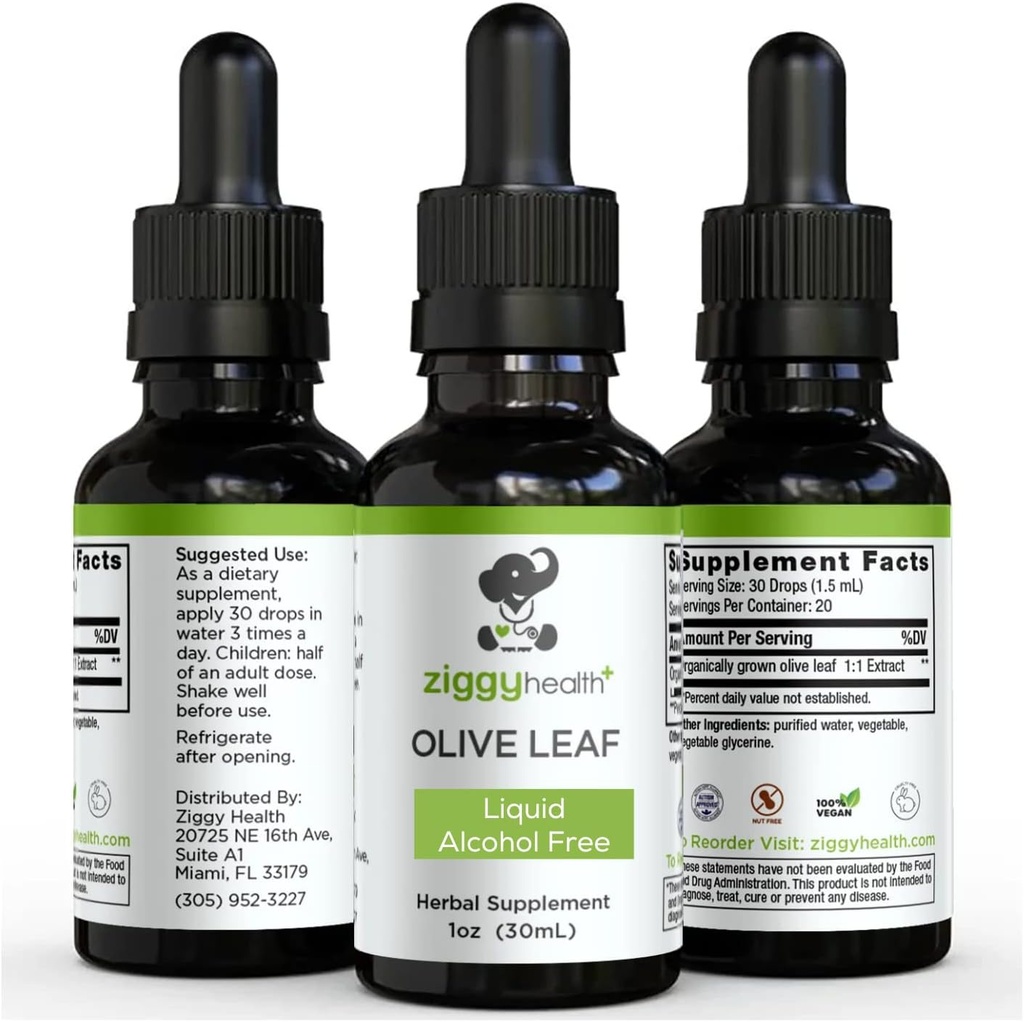 Olive Leaf Extract Υγρή Βάμμα - Βιολογικό - Αλκοόλ Δωρεάν Συμπλήρωμα Διατροφής - Επιπλέον Δύναμη - Καρδιαγγειακή και Συνολική Υποστήριξη Υγείας - Vegan - 1 oz by Ziggy Health
