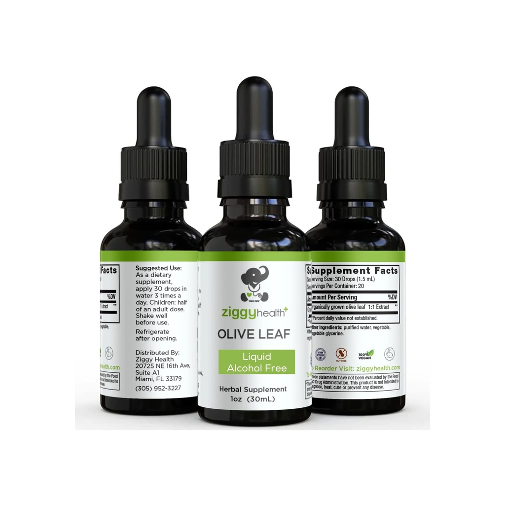 Olive Leaf Extract Liquid Tincture - Organik - Alkol Ücretsiz Diyetsel Tamam - Ekstra Güç - Cardiovascular ve Genel Sağlık Desteği - Vegan - 1 oz by Ziggy Health