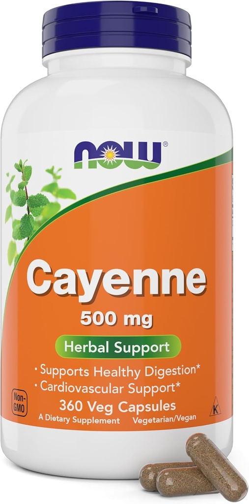 Şimdi Cayenne (Capsicum annuum) 500 mg, 360 Veg Capsules