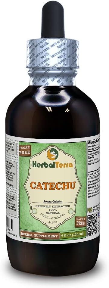 Catechu (Acacia Catechu) Γλυκερίτης, Αποξηραμένο Βότανο Χωρίς Αλκοόλ Υγρό Εκχύλισμα (Ονομασία: HerbalTerra, Περήφανα Κατασκευασμένο στις ΗΠΑ) 4 fl.oz (120 ml)