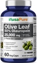 NusaPure Olive Leaf 50:1 Extract, 500 mg Ισοδύναμο με 25.000mg - 50% Oleuropein Vegan/Vegetarian - Super Strength No Oil 60 Κάψουλες