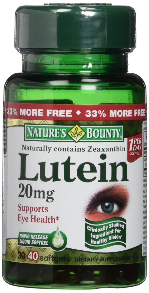 Nature's Bounty Lutein 20 mg 40 Softgels (πακέτο των 2)