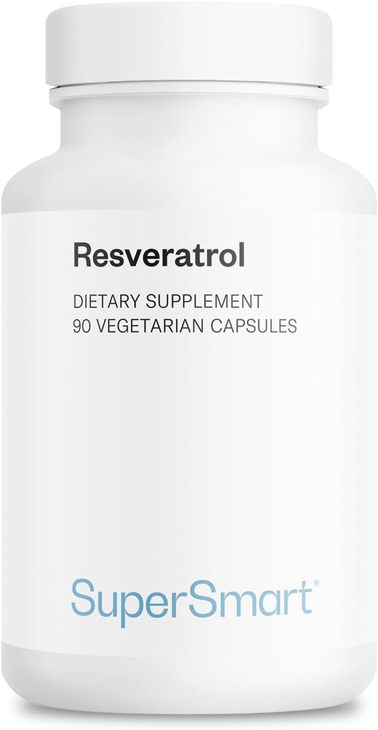 Supersmart - Resveratrol günde 40 mg (Eh-Tolerated) - Organik Red Grapes Ekstraksiyon - Yüksek Potency Resveratrol Tamam | Non-GMO & Gluten Free - 90 Vegetarian Capsules