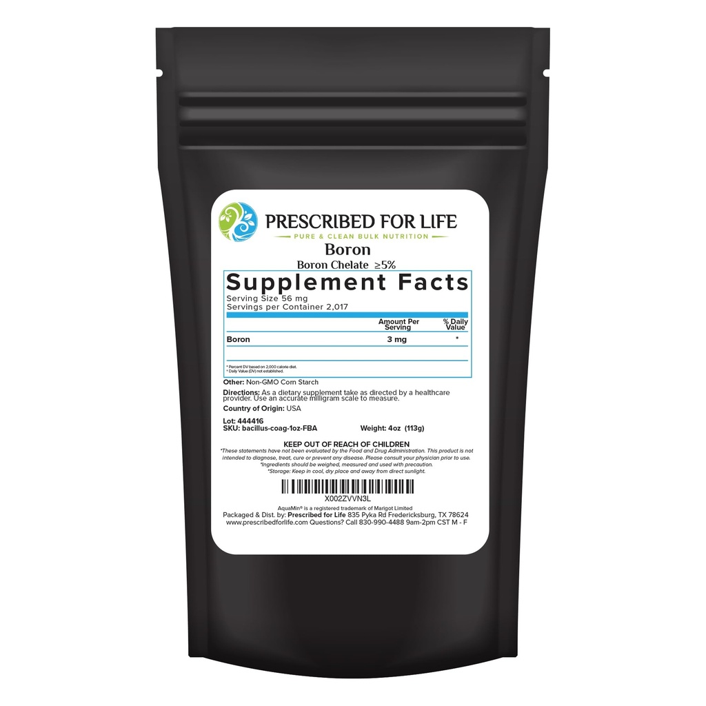 Life Boron Chelate% 5 Toz, Natural Boron Supplement for Men and Women, Gluten Free, Vegan, Non GMO (113g)