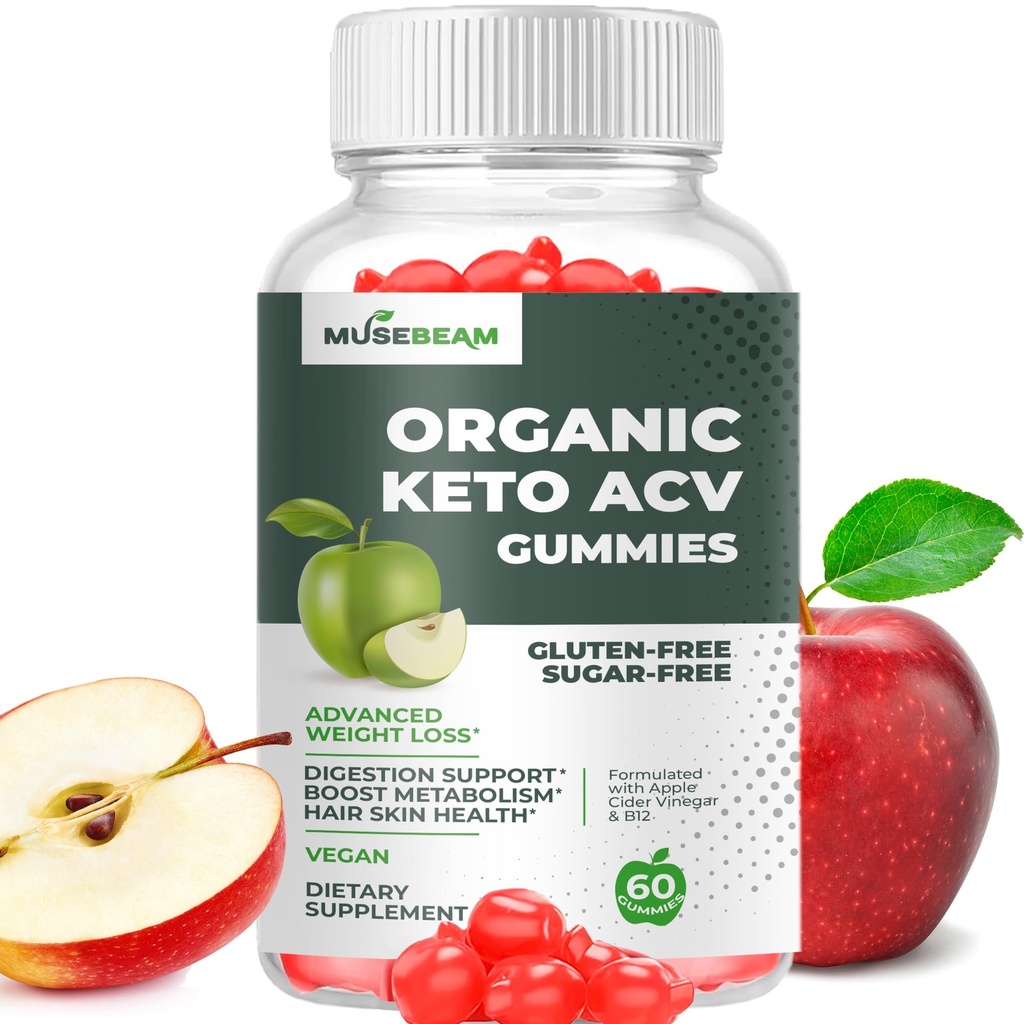 Organik Keto ACV Gummies Advanced Kilo Kaybı - Gluten & Sugar Free Belly Fat Burner Apple Cider Vinegar Diyet Supplement for Women Men (1000MG)