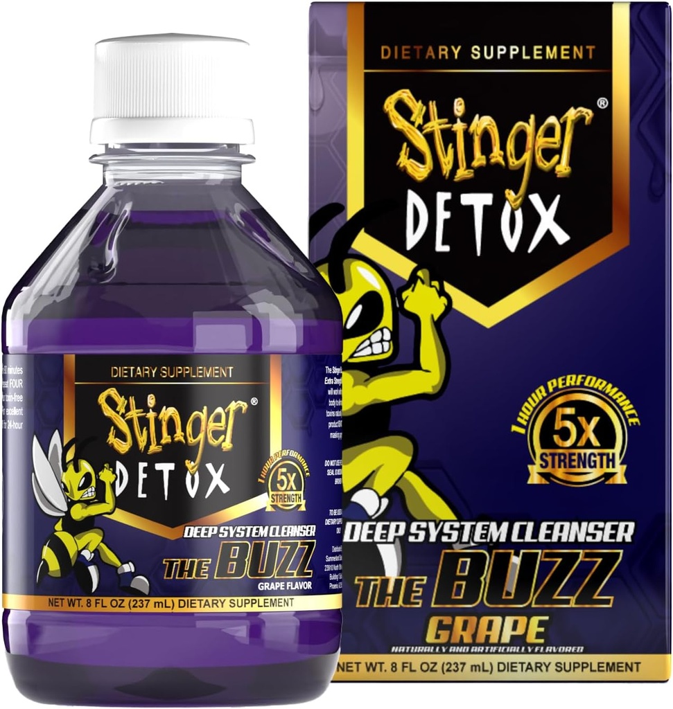 Stinger Detox Buzz 5X Ekstra Güçlü İçecek – Grape Flavor – 8 FL OZ - 2 Pack