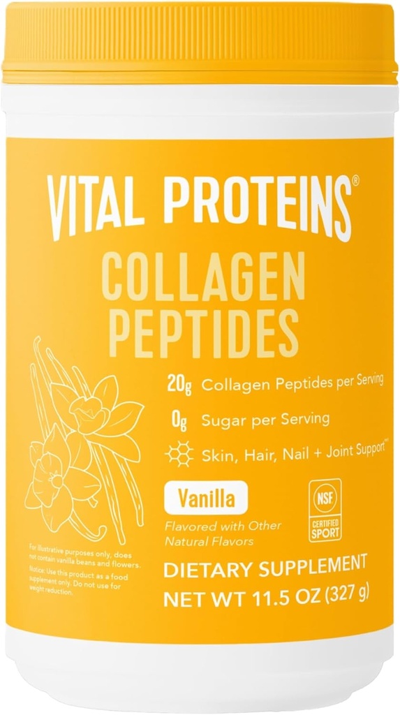 Vital Proteins Collagen Peptides Powder Vanilla - Υποστηρίζει τα μαλλιά, το δέρμα, τα νύχια, τα οστά, αρθρώσεις, σκόνη για τις γυναίκες