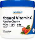 Nutricost Natural Vitamin C - Acerola Cherry Toz 0,5 LB - Gluten Free & Non-GMO