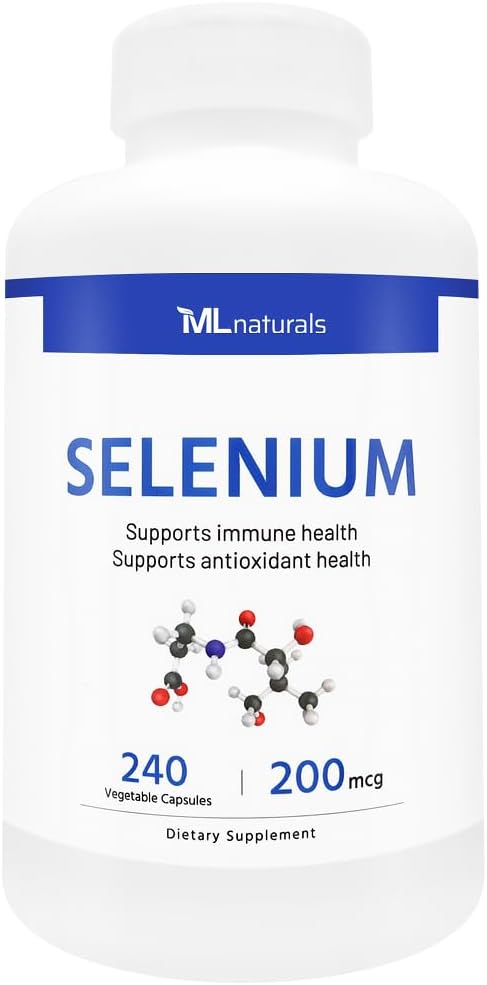 ML Naturals Selenium 20006 240 Sebze Kapsülleri. Immune Health, NSF-Cerated & cGMP-Compliant