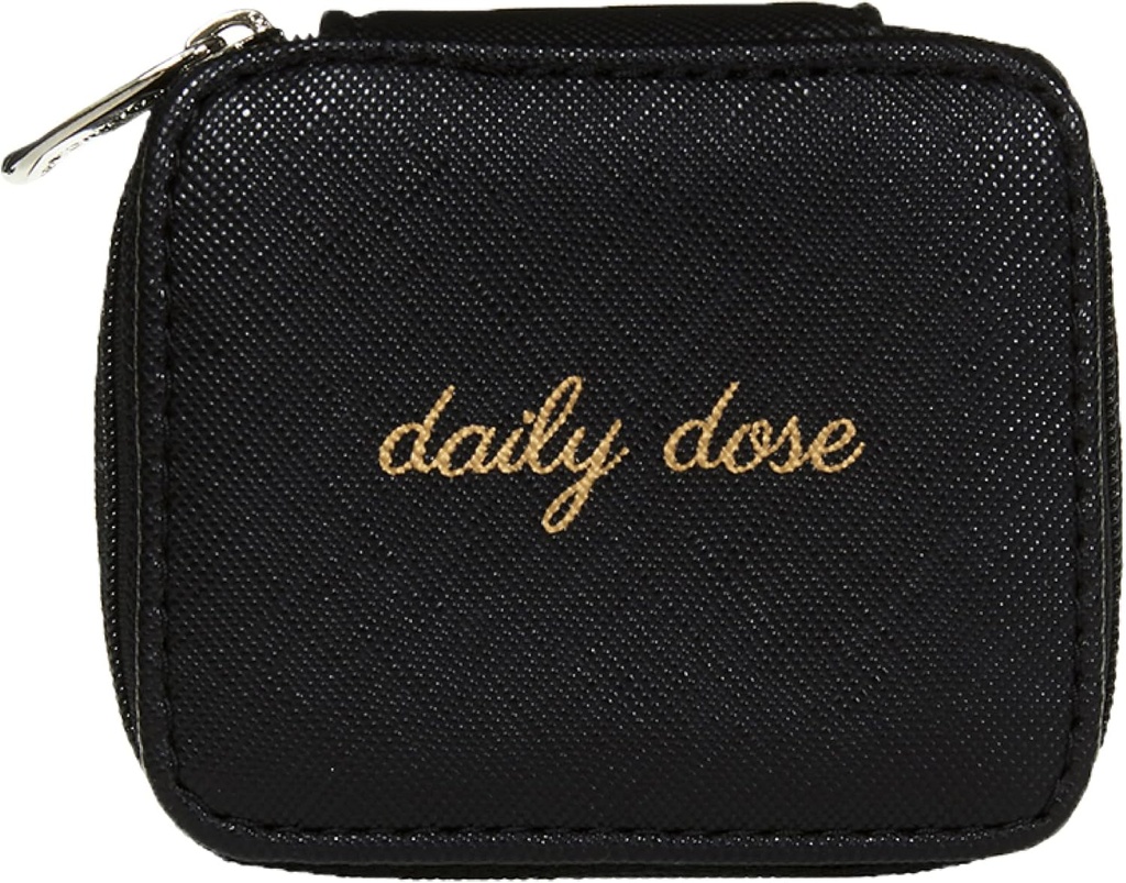 Miamica "Daily Dose" Pill Case with 8Day Reforce Plastik Tıp Organizer, Black, 3.5" L x 2.75" W x 1.25" H - Vitaminlerinizi ve Pills Organize Ediyor - Compact ve Sleek Pill Box