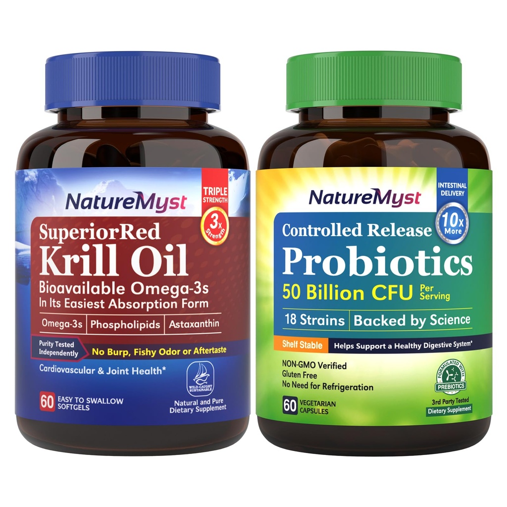 Krill Oil και Probiotics 50 Billion Bundle, Επαγγελματική Βαθμός, Μη-ΓΤΟ, Καρδιά, Κοινή, Λειτουργία Οπίσθια & Ανοσολογική Υποστήριξη