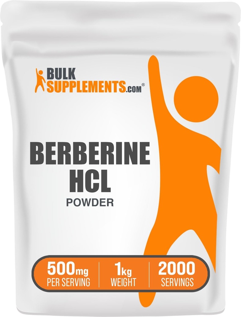 BulkSupplements.com Βερβερίνη HCl σκόνη - συμπλήρωμα βερβερίνης, βερβερίνη 500mg, Berberine σκόνη - Χωρίς γλουτένη, 500mg ανά σερβίρισμα, 1kg (2,2 lbs) (πακέτο των 1)