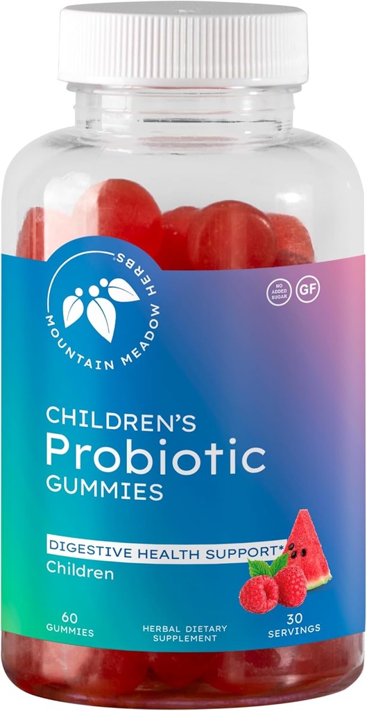 Mountain Meadow Herbs Çocuk Çocuklar için Probiyotik Gummies | Digestive Regularity Support | Immune System + Microbiome Health for Kids | Ages 3+ No add Sugar 60 ct.