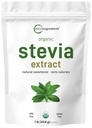 Pure Organic Stevia Toz, 1 Pound (2,837 Hizmet), En yüksek Sınıf Stevia Green Leaf Ekstrater Aftertaste | 0 Calorie, Natural Sweetener, Sugar Alternative, Keto Friendly
