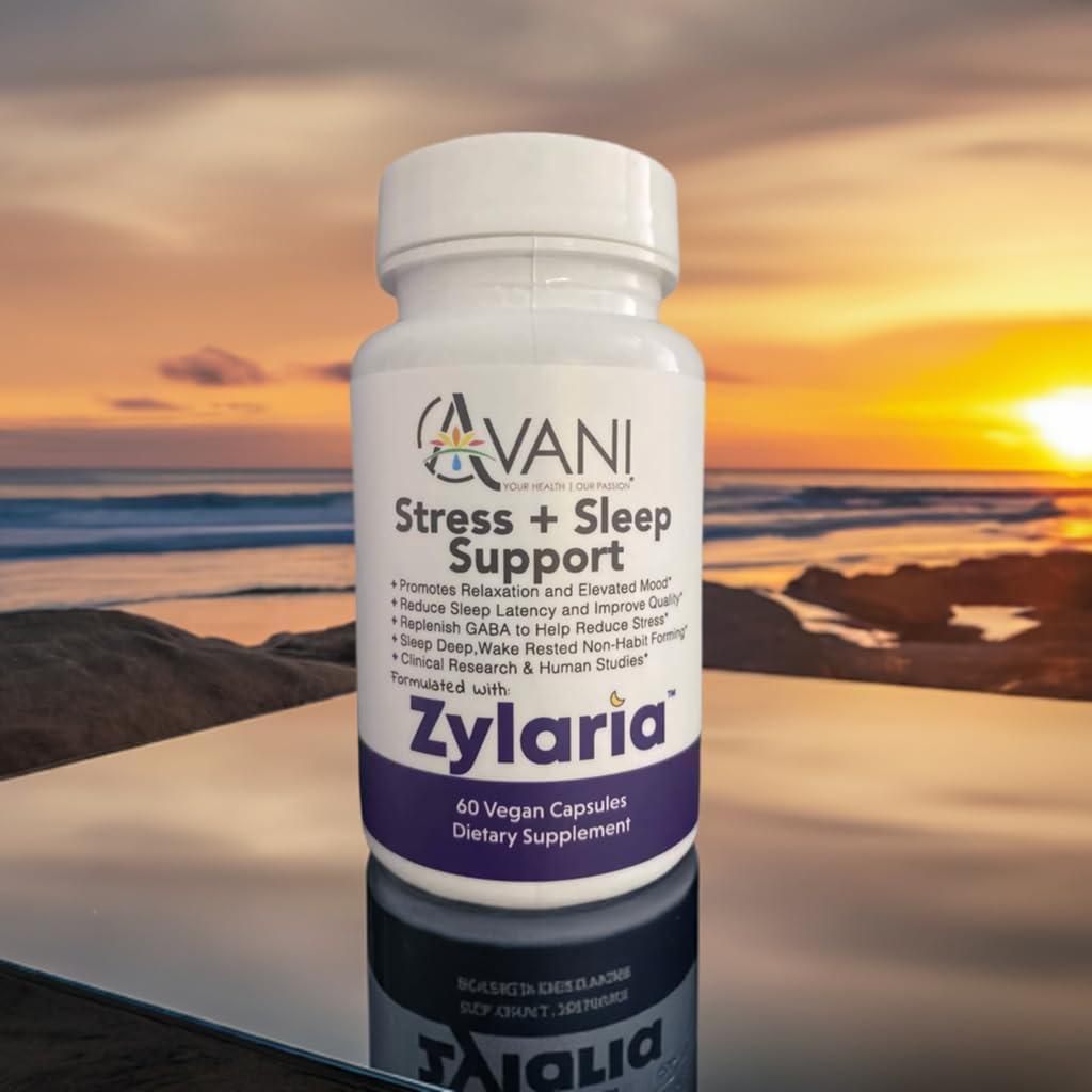 Avani Health - Zylaria Plus Sleep Support - zZz Sleep Aid and Adrenal Fatigue Supplement - Fall Asleep Faster and Wake Up Less During The Night + 20:1 Valerian Root - 60 Vegan Capsules