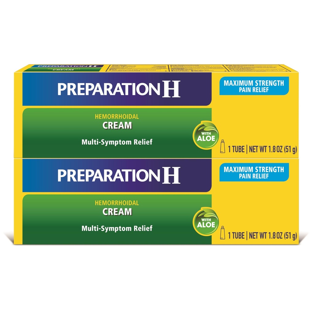 H Hemorrhoid Symptom Tedavisi Krem (2 x 1.8 Ounce Tube), Tozlu Multi-Symptom Ağrı Yardımı