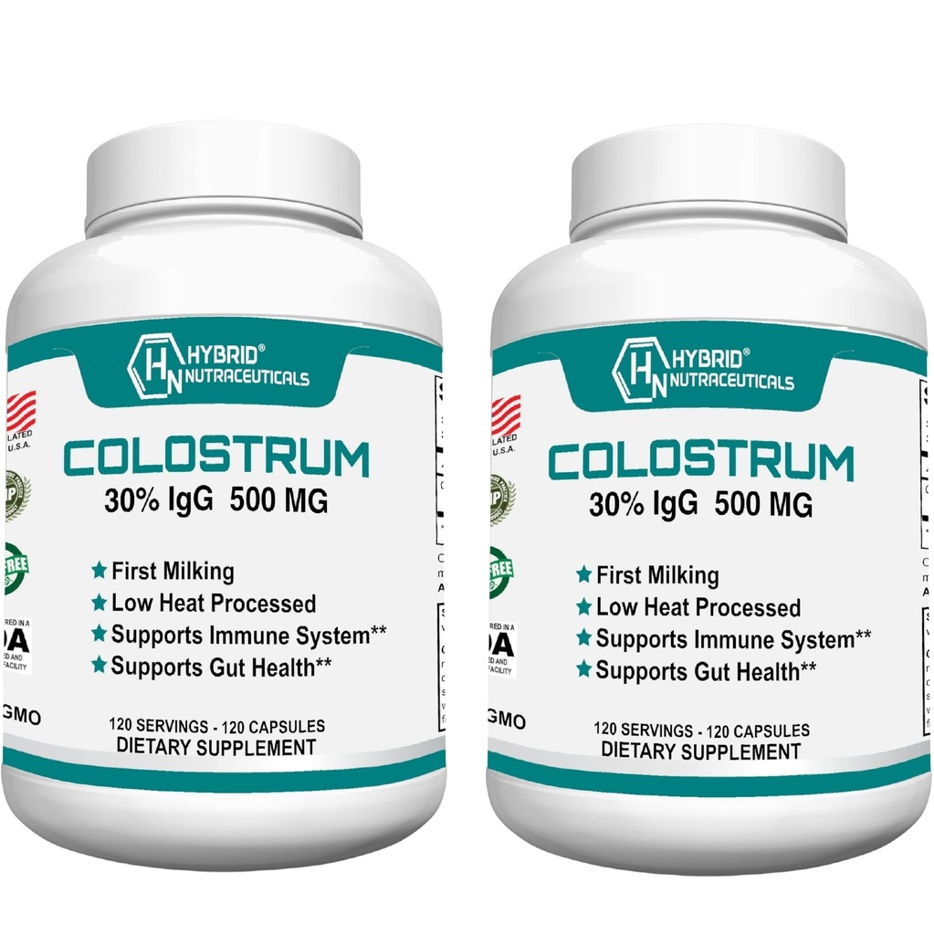 Hybrid Nutraceuticals Bovine Colostrum Supplement - Muscle Building - Immune Support - Güçlü Digestion - Lactoferrin Supplement (240 Colostrum Capsules - 500 mg - %30 IgG) (2)