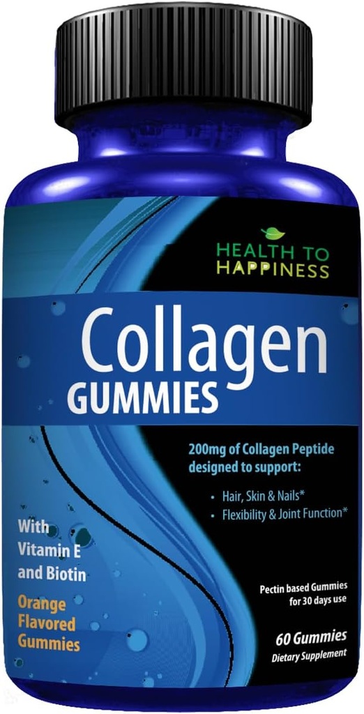 Collagen Gummies - Orange Flavor | Saç Büyüme, Skin Care, Güçlü Nails, Ortak & Flexability Support | 60 Count