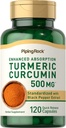 Piping Rock Turmeric Curcumin with Black Pepper 500 mg | 120 Capsules | Standardized Herbal Supplement | Non-GMO, Gluten Free