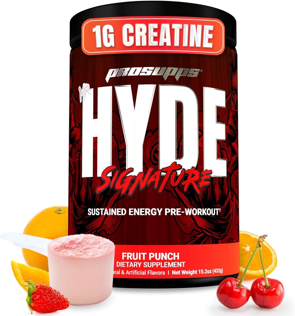 PROSUPPS Mr. Hyde Signature Pre Workout Powder with Creatine, Beta Alanine & Caffeine - Performance, Energy & Endurance - Clean Fitness & Gym Supplements for Men & Women (Fruit Punch, 60 Servings)