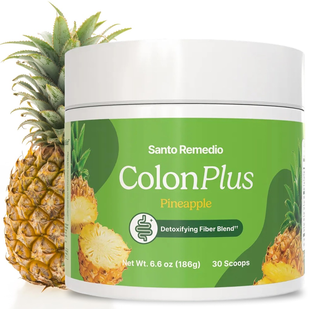 Santo Remedio Colon Plus, Kolon Temizser, Diyetsel Psikiyatrik Husk Fiber ve Probiyotikler Supplement, 30 Hizmet, Pineapple Flavor