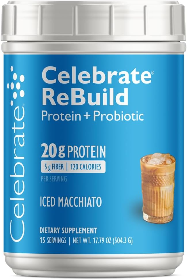 Probiyotiks & Prebiyotiks ile Protein Tozunu Yeniden Oluşturun - 20g Whey Isolate proteini, Yüksek Fiber, Post Bariatrik Cerrahi Hastaları - Buzlu Macchiato (15 Hizmet)