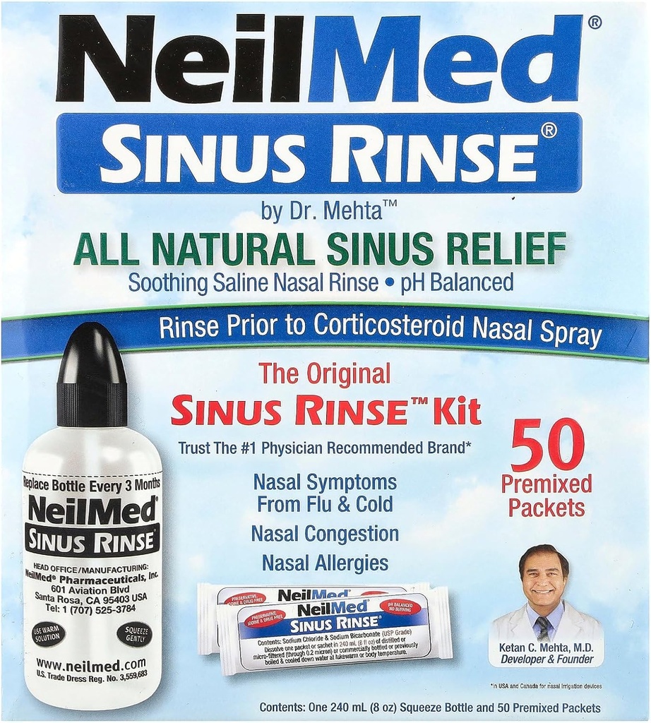 NeilMed Sinus Rinse - Tamam bir Sinus Nasal Rinse Kit, 50 sayı (1.5 km) değişebilir