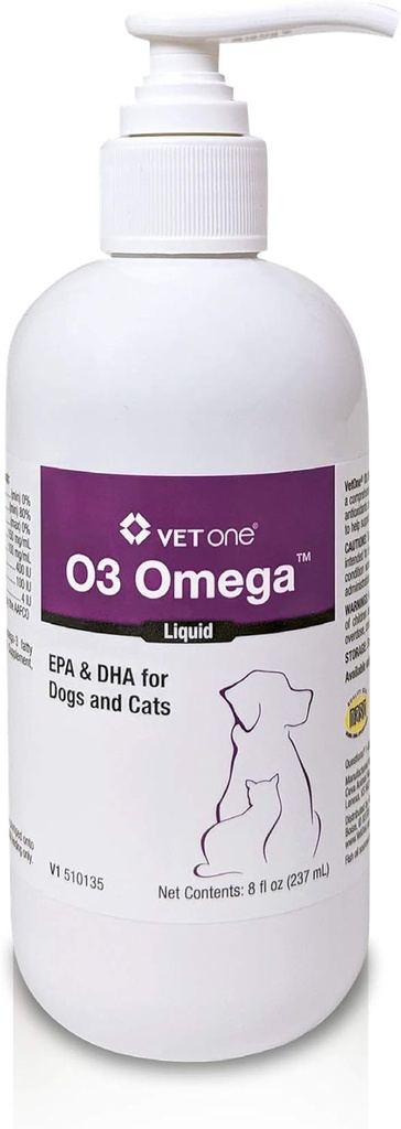 Ωμέγα 3 Fish Oil Liquid - Διατροφικά λιπαρά οξέα EPA & DHA, Ωμέγα 3 για σκύλους & γάτες, Χτίζει ανοσοποιητική & κοινή υγεία, δέρμα και παλτό συμπλήρωμα για σκύλους, βιταμίνες γάτας, 8 oz Omega 3 Liquid - VetOne