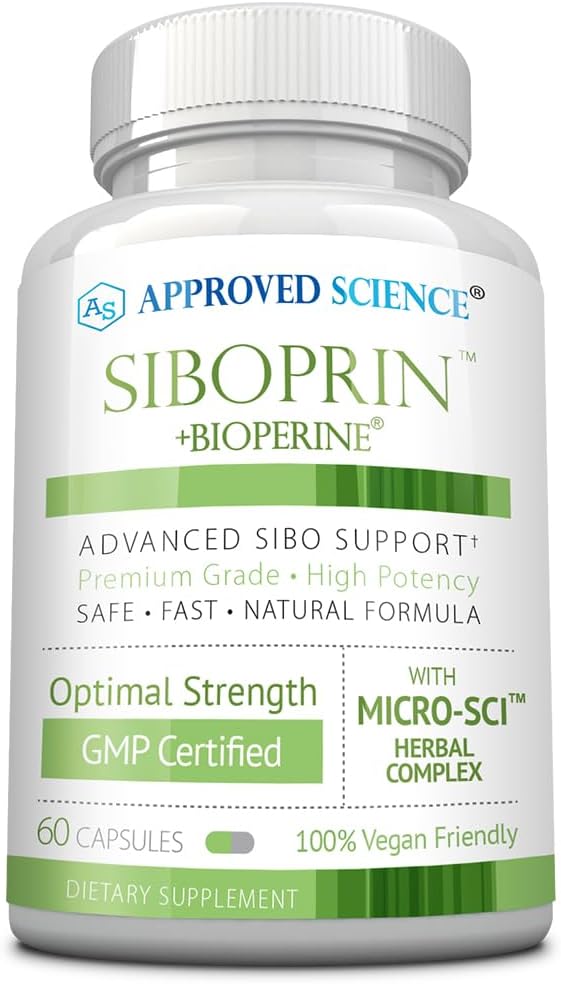 Εγκεκριμένη Επιστήμη Siboprin - 60 κάψουλες - Ισορροπία στήριξης, Εντερική εφίδρωση, Βοήθεια με Cramps και Bloating - Caprylic Acid, Barberry, Oregano - Vegan