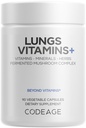 Kodaj Lungs Vitamins, A, C, D, E, B6, Süt Butle Lung Supplement, çinko & Magnezyum, Cordyceps, Reishi, Chaga, Poria, Tylophora, Ginger, Peppermint Leaf Organic Herb Cleanse - Non-GMO - 90 Capsules