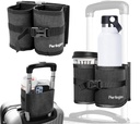 Perilogics Luggage Travel Cup Holder Hands Free Drink Caddy for Suitcase Handle. Perfect Airplane Travel Essential Accessory Gift for Frequent Traveler, Flight Attendant or with Children (Dark Gray)