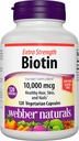 Webber Naturals Biotin 10.000 mcg, Ekstra Kuvvet, 120 Capsules, Sağlıklı Saç, Skin & Nails, Vitamin Tamam, Vegan