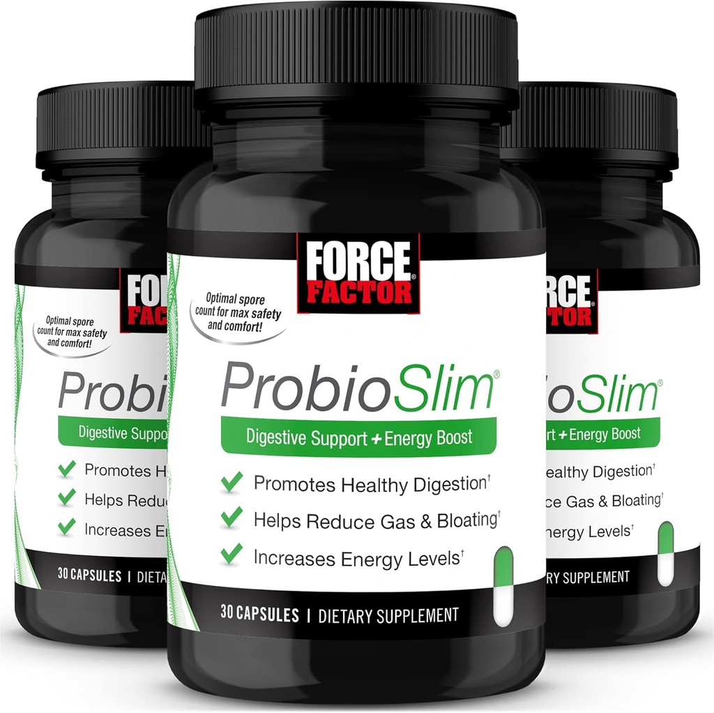 Force Factor ProbioSlim, Probiotic συμπλήρωμα για τις γυναίκες και τους άνδρες με προβιοτικά και εκχύλισμα πράσινου τσαγιού, μείωση αερίου, Bloating, δυσκοιλιότητα, υποστήριξη Digestive υγεία & υγεία κόκκων, 30 Count (Pack of 3)