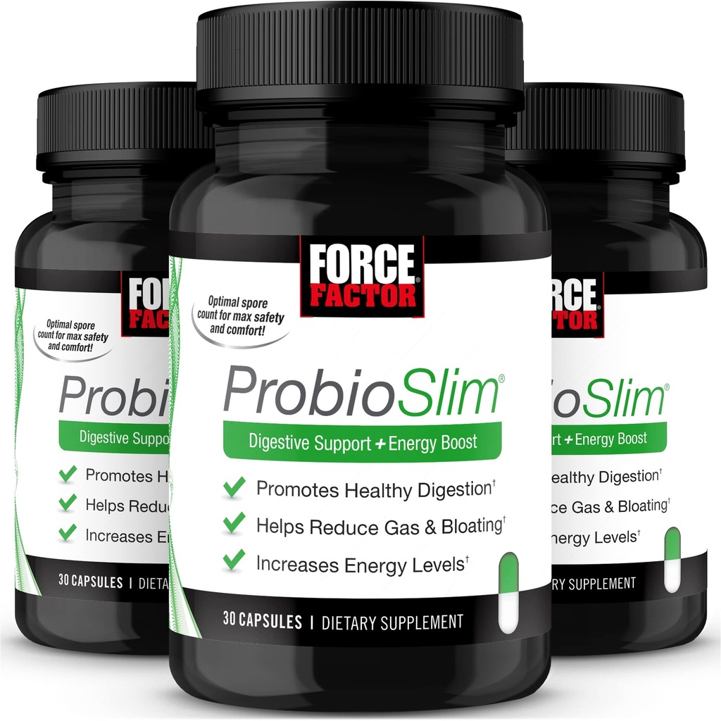 ProbioSlim, Probiyotiks ve Green Tea Extract ile Kadınlar ve Erkekler için Probiyotik Supplement, Gaz, Bloating, Constipation, Support Digestive Health & Gut Health, 30 Count (Pack of 3)
