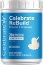 Probiyotiks & Prebiyotiks ile Protein Tozunu Yeniden Oluşturun - 20g Whey Isolate Protein, Yüksek Fiber, Post Bariatrik Cerrahi Hastaları için - Unflavored (15 Hizmet)