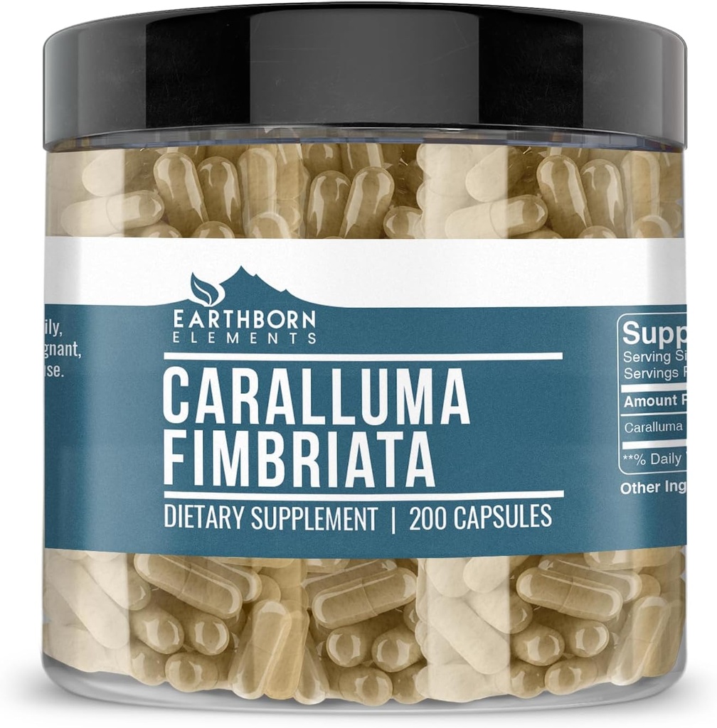 Earthborn Elements Caralluma Fimbriata 200 Capsules, Pure & Undiled, No Wordss