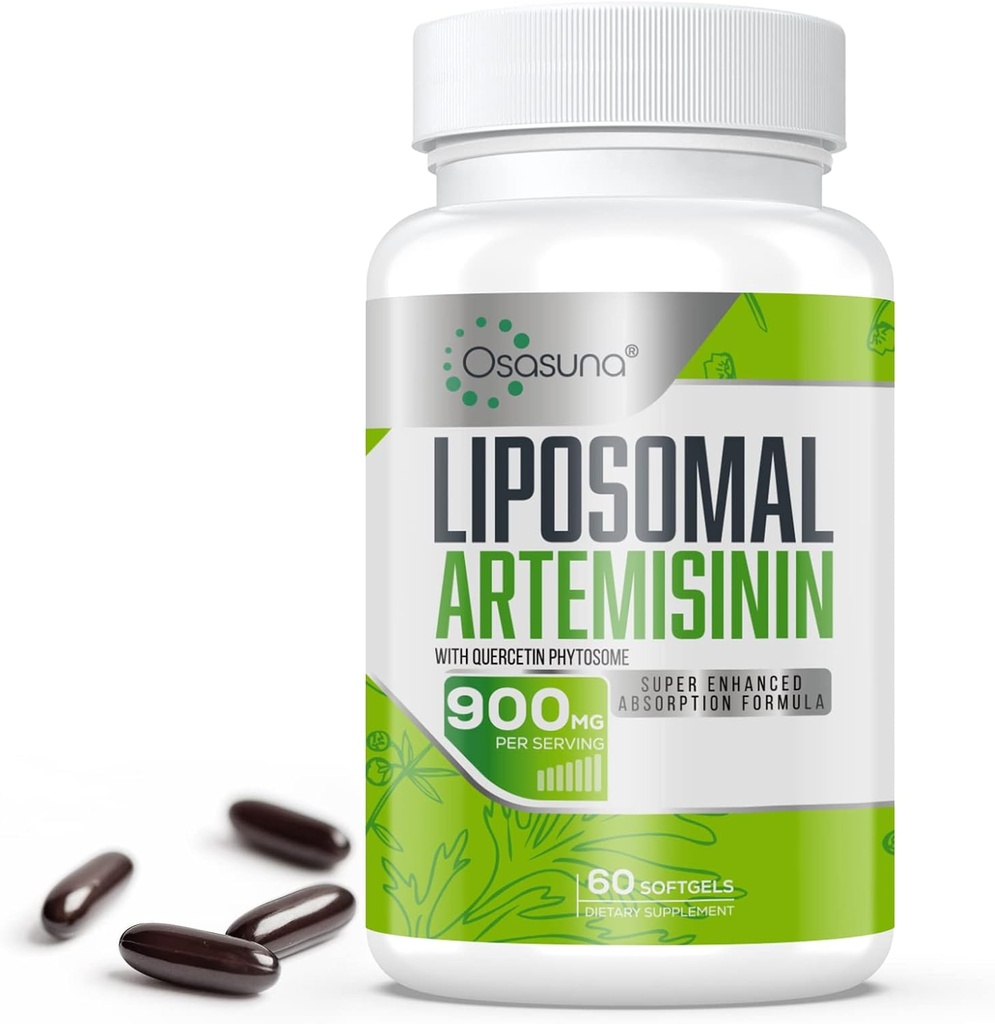 900 mg Liposomal Artemisinin maksimum Aborpsiyon için, Sweet Wormwood Extract (Artemi Annua) Quercetin Phytosome 200 mg, 60 Softgels - 2 Ay Supply