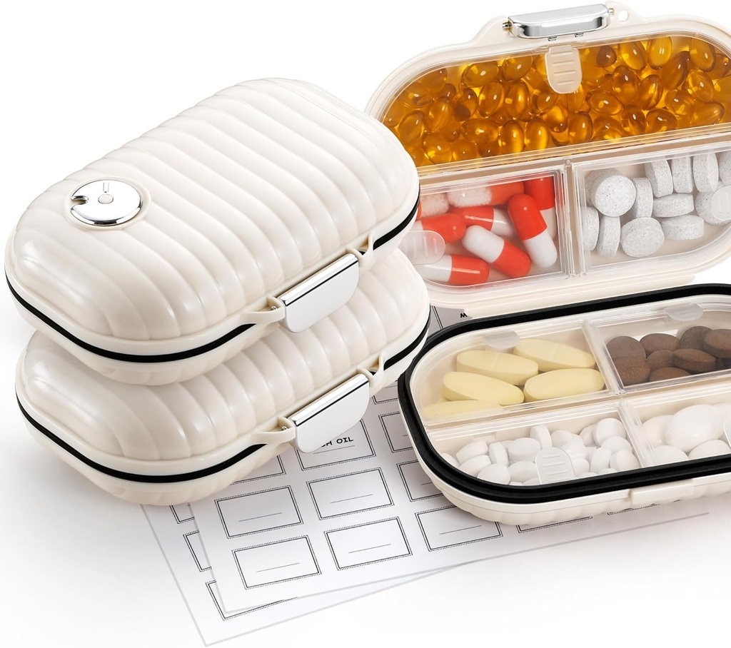 [2 Pack] Zannaki Pill Case Portable Small Weekly Travel Pill Organizer, Cute Moisture Kanıt Pill Box Sahibi For Purse, Daily Mini Pocket Eczanesi Konteyner For Vitamin, Fish Oil, Supplement