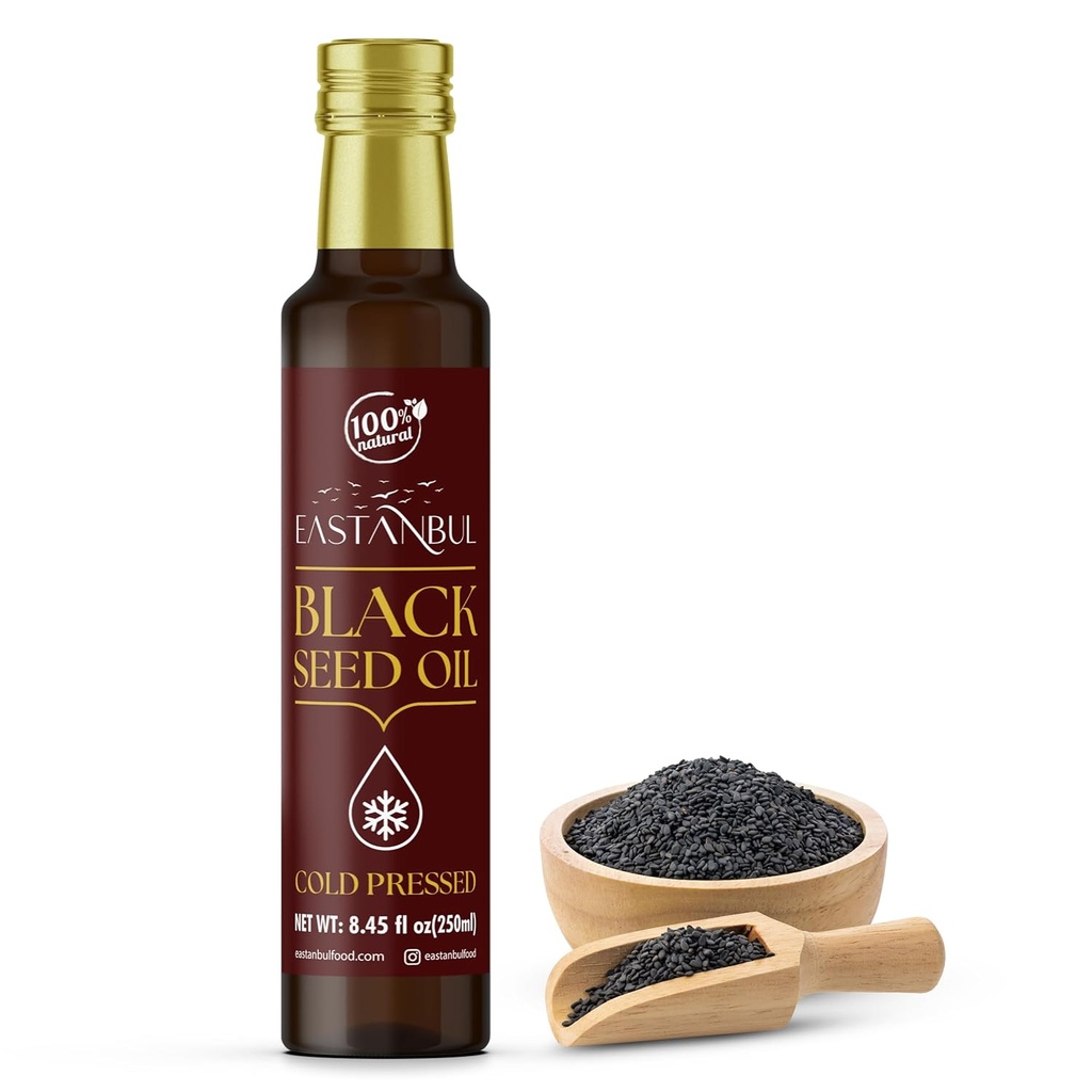 Eastanbul Cold Pressed Black Seed Oil, 8.45 Fl Oz, Premium Black Seed Oil Liquid, %100 Türk Pure Blackseed, AKA Aceite De Semilla Negra, Kalonji, Nigella, Natural, Vegan