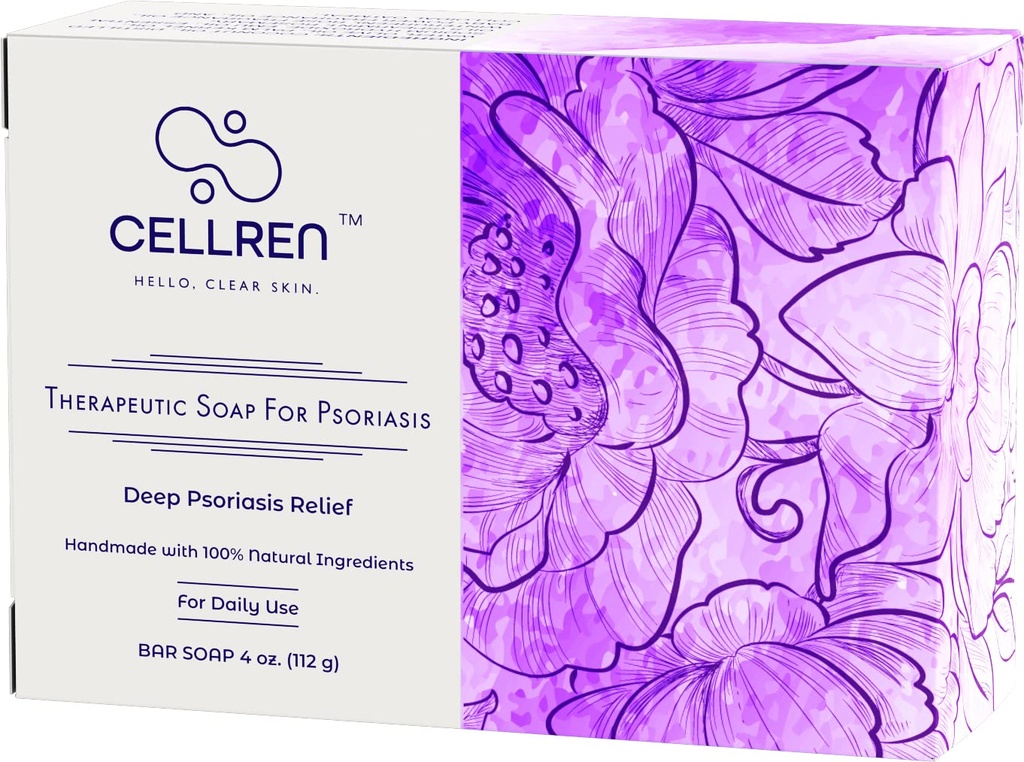 HücreRen Psoriasis Soap Bar. Psoriasis için Doğal Yardım. Ekstra Skin-Calming Formula. 4oz