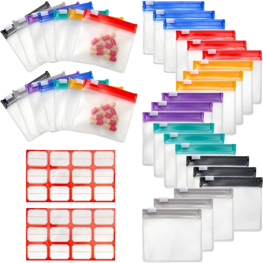 35+2 Defs Pill Pouch Çanta 2 Dokümanlar Etiketi ile Pill Pouch Set, 7 Colors Pill Pouches for Medical Travel Reusable Small Plastik Pill Bag for Travel /Home Daily use