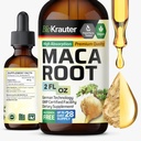 BIO KRAUTER Maca Root Liquid Drops - Maca Root Tincture - Vegan, Sugar & Alkol Free Extract 2 Fl.Oz.