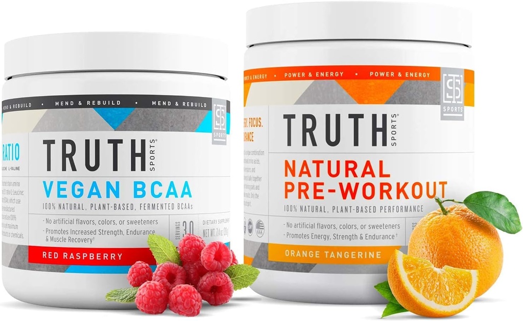 Gerçek Beslenme Doğal Sporcu İşout Stack - Doğal Preworkout (Orange Tangerine) + Vegan BCAA (Red Raspberry)