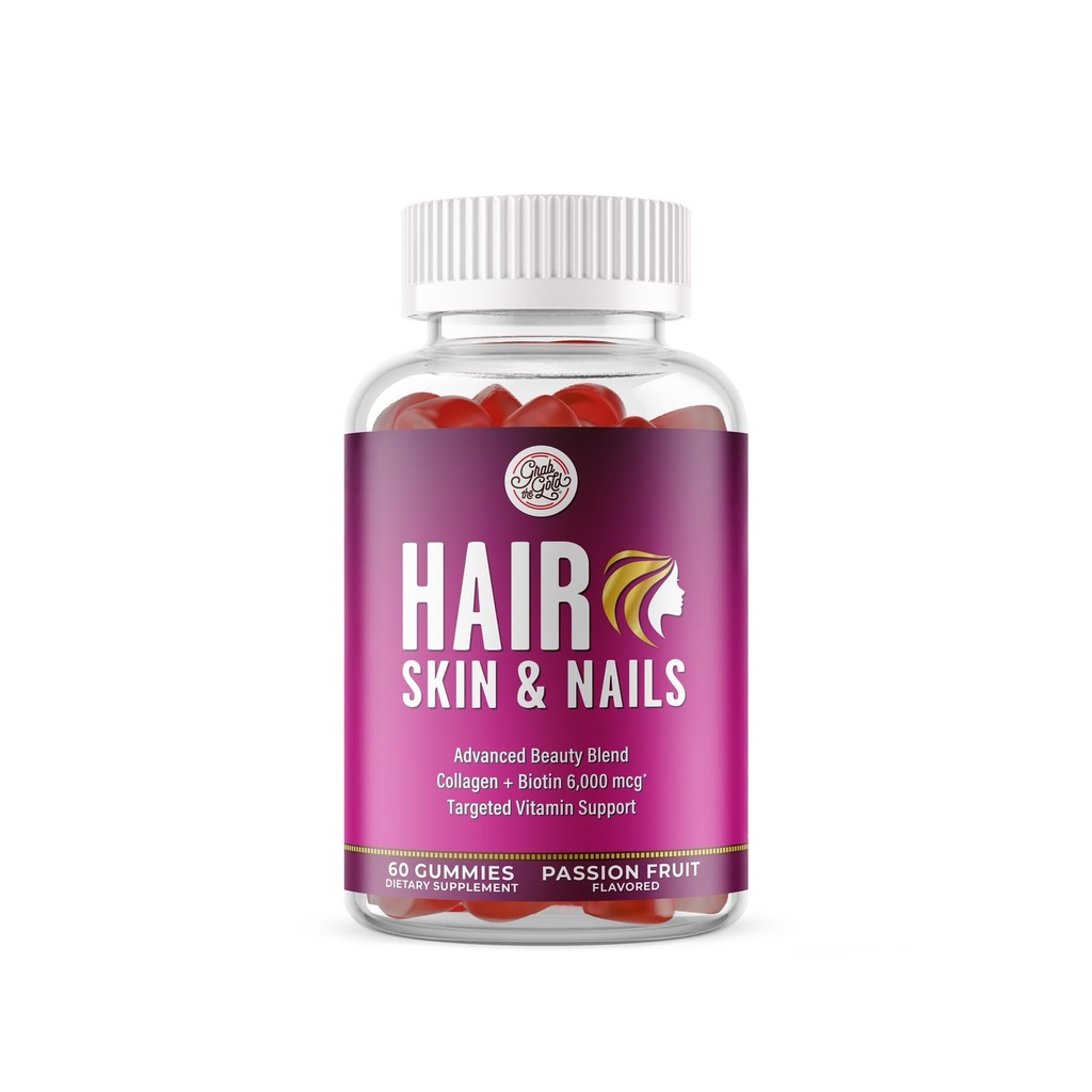 Kadınlar için Altın Saç Cilt ve Çiçeği Al | 6000 mcg Biotin & Collagen | 10 Temel Vitamin & Minerals | Gluten-Free, Non-GMO, Passion Fruit Flavor | 1 Ay Supply