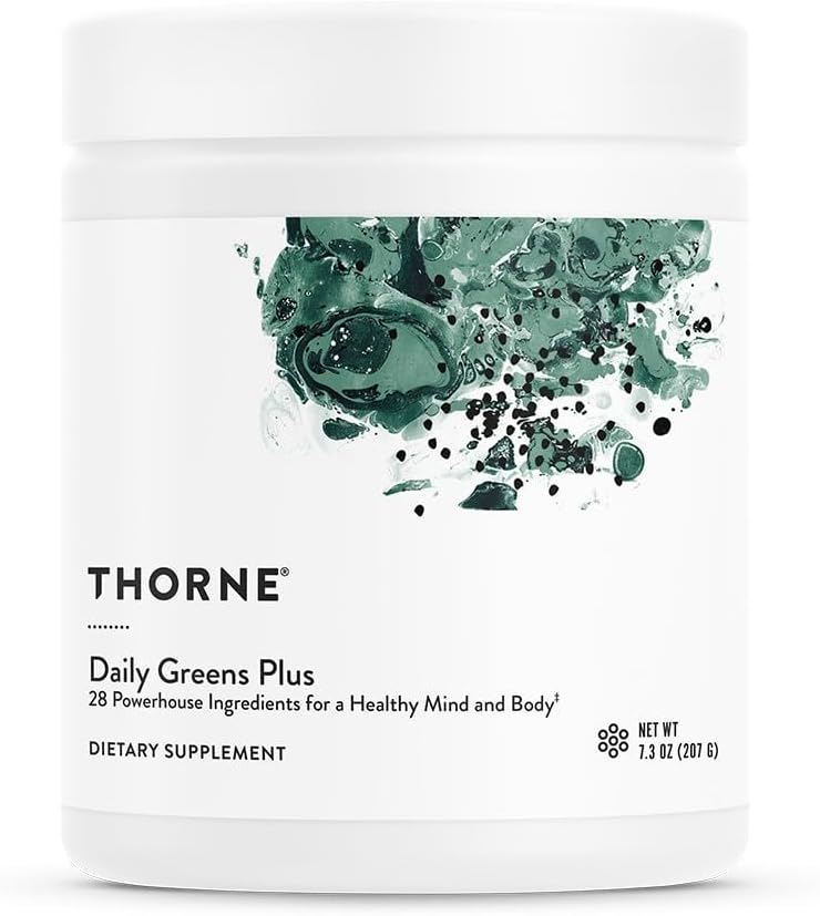 THORNE - Günlük Yeşiller Plus - Matcha, Spirulina, Moringa ve Adaptogen, Mushroom ve Anti plazyumlar - Yenileme, Mint Flavor 7.2 Oz - 30 Hizmetler