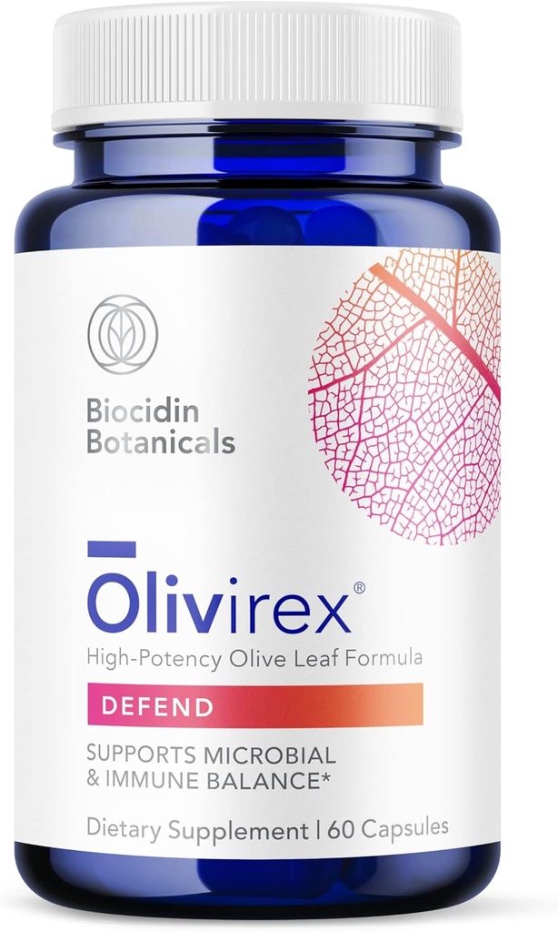 Biocidin Olivirex - Ol Europein Olive Leaf Extract Capsules - High Potency, 18% Ol Europein - Microbial & Immune Support - Profesyonel-Grade Botanical Mixs (60 Capsules)