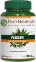 Saf Beslenme Neem Capsules 700 mg. (Equivalent to 2600 mg Neem Leaf Toz ve Bark Toz) GMO | Bir Kez | 120 Gün Supply.