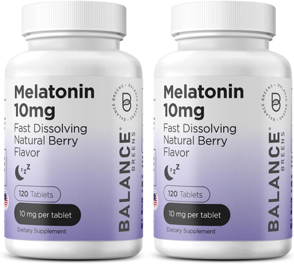 Dengeleyici Melatonin 10 mg Hızlı-Dissolve, 120 Tablet - Restful Nights için Doğal Uyku Yardımı, Rahatlama ve Tranqutitude için Ücretsiz Destek