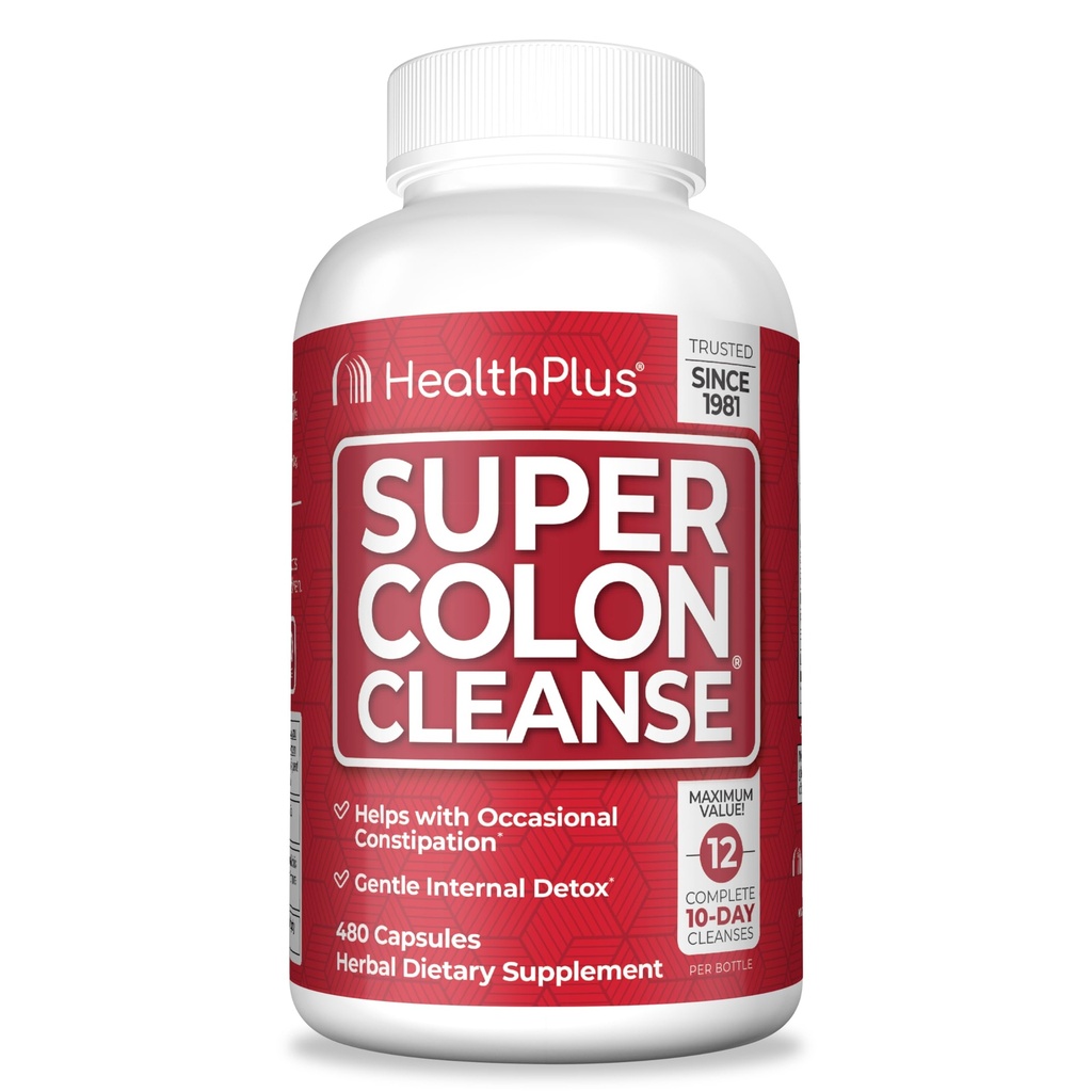 Health Plus Super Colon Temizse 120 Gün İhraçlı Refer, Psyllium Husk, Constipation Relief & Digestive Support, 480 Capsules